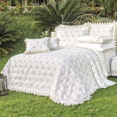 Imagem de Kit Cobre Leito Sensualle Casal Queen 5 Peças Percal 400 Fios 100% Algodão - Branco