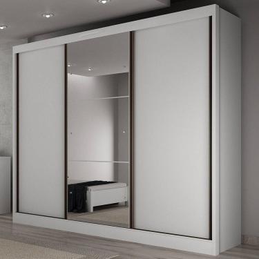 Imagem de Guarda-Roupa Casal Daloa 3 Portas 8 Gavetas 100% Mdf com Espelho Neve - Pnr Móveis