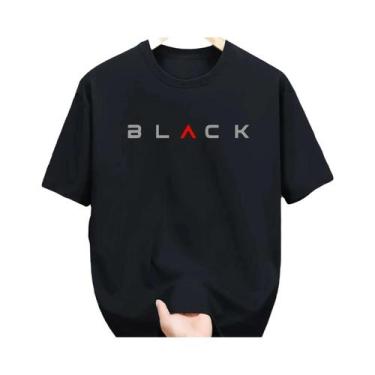 Imagem de Camiseta Masculina plus Size Preta De Algodão Para O Verão, Casual, Co