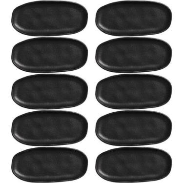 Imagem de Kit 10 Travessas 16,5x8cm Cerâmica Orgânico Preto Restaurante Buffet P
