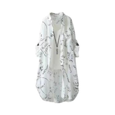 Imagem de Camisa Feminina Leve De Manga Longa Para O Verão, Blusa Solta Com Botõ