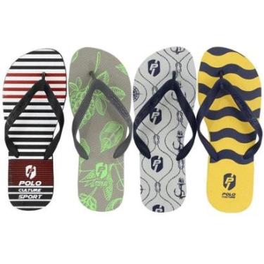 Imagem de Chinelo Masculino Borracha Polo Culture Antiderrapante Kit 4-Masculino