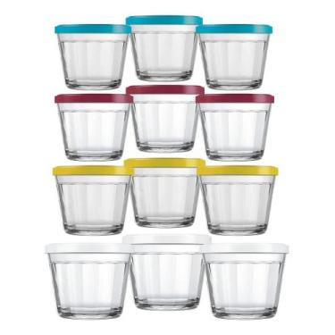 Imagem de Kit 12 Tigelas De Vidro Potes Americano Congelar Tampa 150ml - nadir