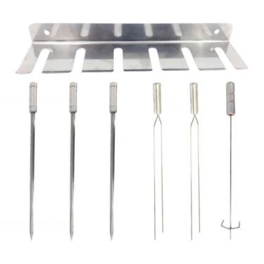 Imagem de Suporte c/ 3 espeto espada 2 duplos 1 espalhador brasa 70cm - INOX LAU