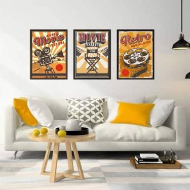 Imagem de Kit 3 Quadros Decorativos Movie Retrô