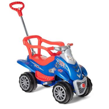 Imagem de Carrinho Passeio Pedal Calesita Cross Legacy Azul 2 em 1 com Empurrador e Aro Protetor