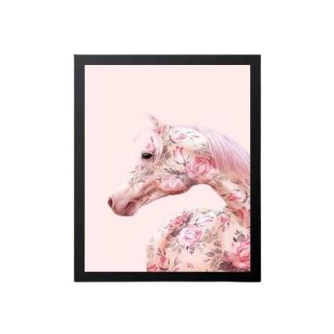 Imagem de Quadro Decorativo Cavalo Rosa Com Flores 34X23Cm