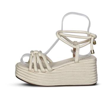 Imagem de Sandália Anabela Corda Com Amarração Off-White - Jessica Leal, Off, Wh