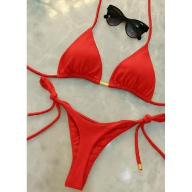 Imagem de Biquíni Fio Dental Feminino Amarração Lateral - Bronze Perfeito Moda P