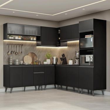 Imagem de Armário De Cozinha Completa De Canto 445 Cm Preto Nice Madesa 02 Preto