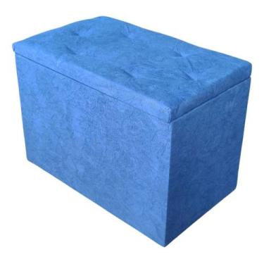 Imagem de Puff Bau Organizador Porta Objetos Azul Suede - LSNMIX