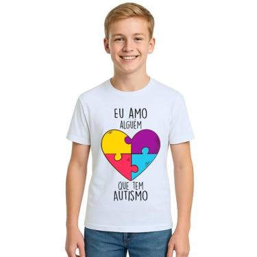 Imagem de Camiseta Amo Alguém Autista Autismo Personalizada - UseP4, Branco, Juv