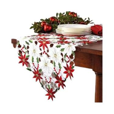Imagem de Toalha De Mesa Bordada De Natal 176x38cm, Caminho De Mesa, Decoração P