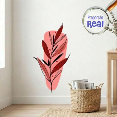 Imagem de Adesivo Floral Boho Vermelho Estilo Nórdico 47x90 Minimalista Mod.03