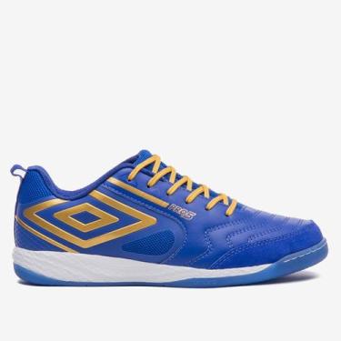 Imagem de Chuteira Futsal Umbro Pro 5 Bump Unissex, Azul, Dourado, 43