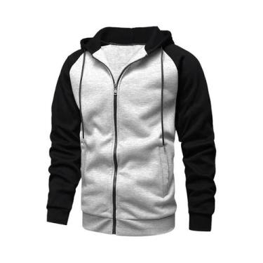 Imagem de Moletom Masculino Slim Fit Com Capuz E Zíper, Manga Longa, Bloco De Co