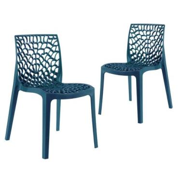 Imagem de Kit 2 Cadeiras Laráz Gruvyer Design Anatômico Azul petróleo - Laraz