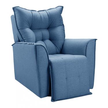 Imagem de Poltrona Do Papai Reclinável King Linho Fibra Siliconada Azul Shop Das Cabeceiras