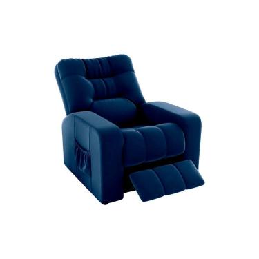 Imagem de Poltrona Do Papai Reclinável Azera Principal Funcionalidade Veludo Azul Matrix