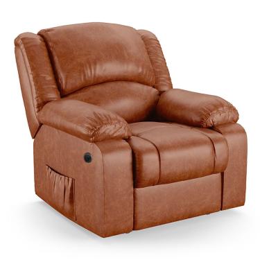 Imagem de Poltrona Do Papai Reclinável Melim Elétrica LED Massagem Corino Caramelo D'Rossi