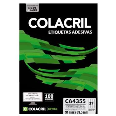 Imagem de Etiqueta Adesiva Colacril A4 CA4355 31x63,5mm C/2700
