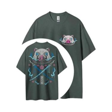 Imagem de Camiseta Unissex De Algodão Respirável De Verão Demon Slayer Inosuke A
