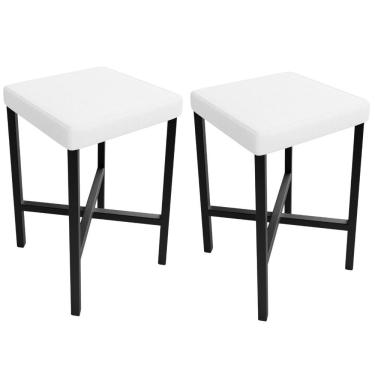Imagem de Kit 02 Banquetas Stella Assento Plástico Base Aço Fixa Baixa para Cozinha Sala Jantar Branco