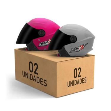 Imagem de Kit 2 Capacetes New Liberty 3 Aberto Viseira Fumê Pro Tork Masculino F