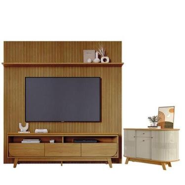 Imagem de Estante Home Theater Com Bancada Suspensa Luna com Aparador para Sala 