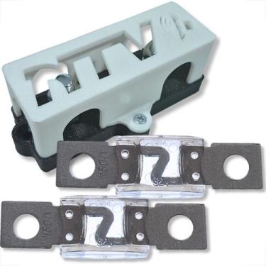 Imagem de Kit porta fusível mega 3 vias com 2 fusíveis para som automotivo barra