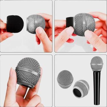 Imagem de Grade Para Microfone Dinâmico Cromada Proteção de Cápsula 55mm Padrão 