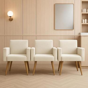 Imagem de Kit 3 Poltronas Nina Para Sala Clínica Studeo Consultório - Móveis Maf
