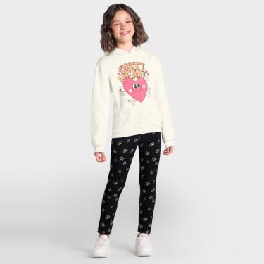 Imagem de Conjunto infantil menina em moletom de corações Brandili