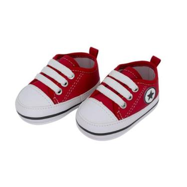Imagem de Tênis de Bebê Star para Recém Nascido Menino e Menina - Alva, Vermelho