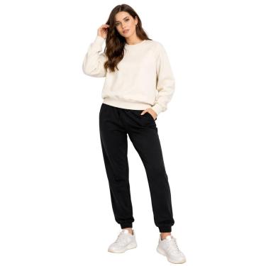 Imagem de Conjunto Moletom Feminino Algodão Gola Careca e Calça Casual Confortável Estilo Casual-...