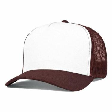 Imagem de Boné Trucker Liso Redinha Tela Aba Curva Cor:Marrom Frente BrancaTaman