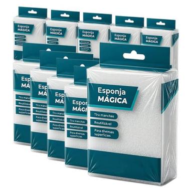 Imagem de 10x Esponja Mágica 10x7cm Multiuso Limpa Parede Manchas Inox - Selenit