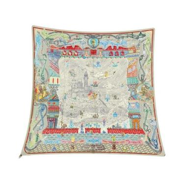 Imagem de Lenço De Seda Com Estampa Floral 90x90CM, Moda De Verão, Protetor Sola