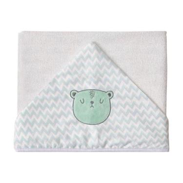 Imagem de Toalha De Banho Forrada C/ Capuz Bordado 1,35m X 80cm URSO - Papi Baby