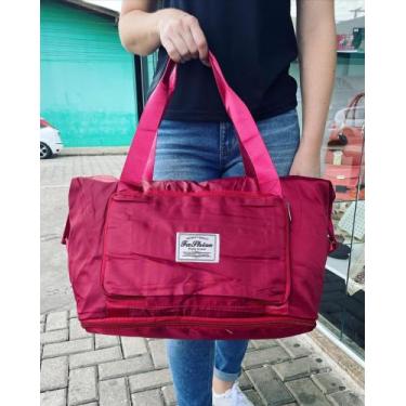 Imagem de Bolsa Para Passeio Viagem Treino Dobrável Impermeável - D Bolsas, Verm