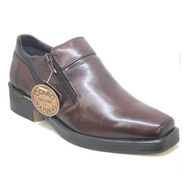 Imagem de Sapato Ferracini Social Urban Way Ziper Couro Legitimo Macio, Marrom, 