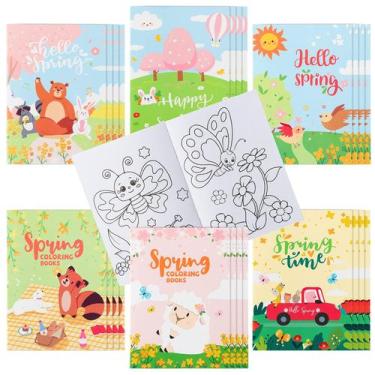 Imagem de Livros de colorir WATINC Spring para crianças, 24 unidades com 6 capas