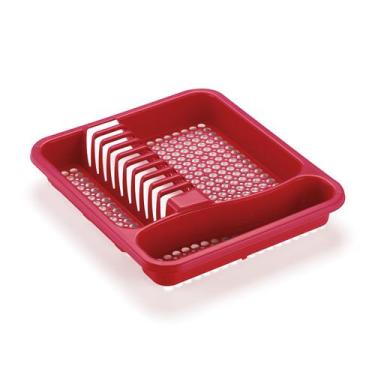 Imagem de Escorredor de Louças 10 Pratos Plástico Compacto com Suporte para Talh
