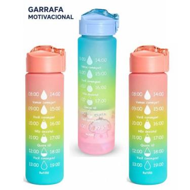 Imagem de Garrafa Squeeze 990ml com Marcador de Horas Motivacional, Academia e D