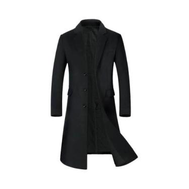 Imagem de Casaco De Lã Masculino Grosso Para Outono E Inverno, Trench Coat Longo