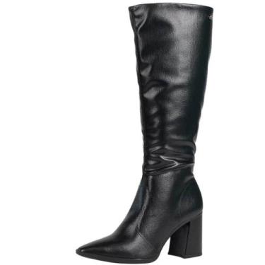 Imagem de Bota Cano Longo Estilosa Confortavel Salto Medio Leve Dakota, Preto, 3