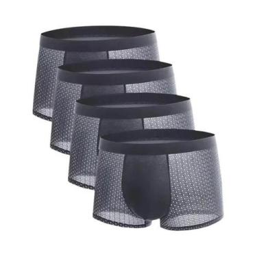 Imagem de Cuecas Boxer Masculinas De Malha De Seda Gelada 4 Peças Respiráveis Co