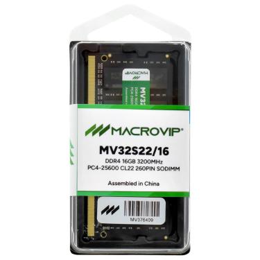 Imagem de Memória RAM para Notebook Macrovip DDR4 16GB 3200MHz MV32S22-16 com Desempenho e Durabilidade 16GB