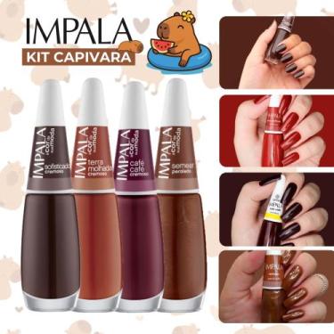 Imagem de Kit 10 Esmaltes Capivara Tons Marrom Chocolate Nude Terrosos Esmaltes 