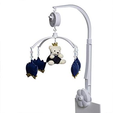 Imagem de Potinho de Mel Móbile Musical Corôas E Ursinho Quarto Bebê Menino Marinho